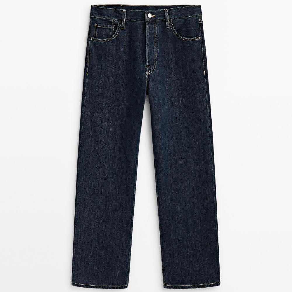 

Джинсы Massimo Dutti Straight-fit High-waist, темно-синий