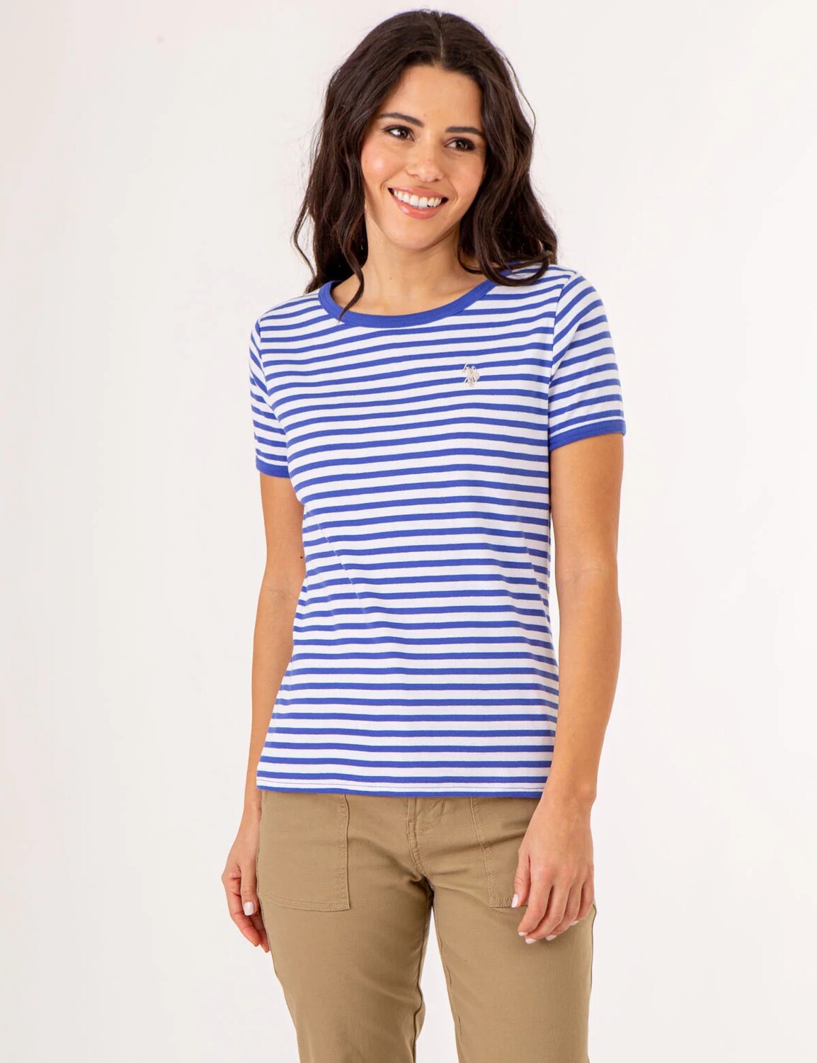 

Футболка U.S. Polo Assn. Striped Ringer Neck Trim, синий