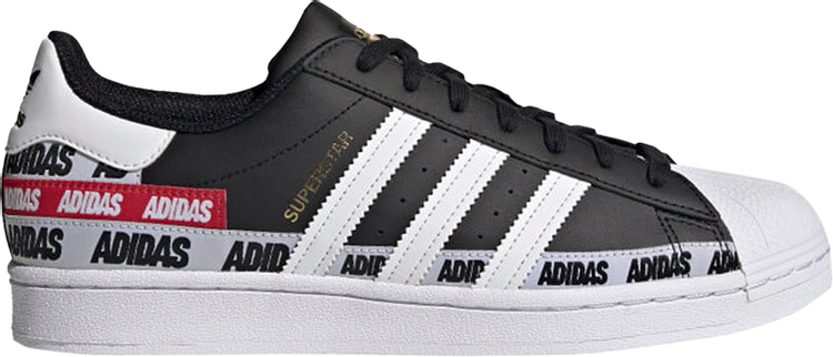 Кроссовки Adidas Superstar 'Wordmark Heel Stripe - Core Black', черный кроссовки adidas superstar wordmark heel stripe white black черный