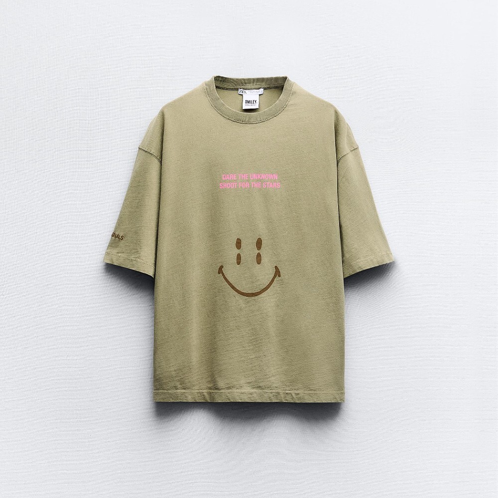 

Футболка Zara Smiley Originals, хаки