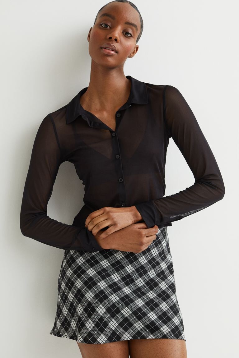 

Юбка А-силуэта H&M, черный/белый в клетку