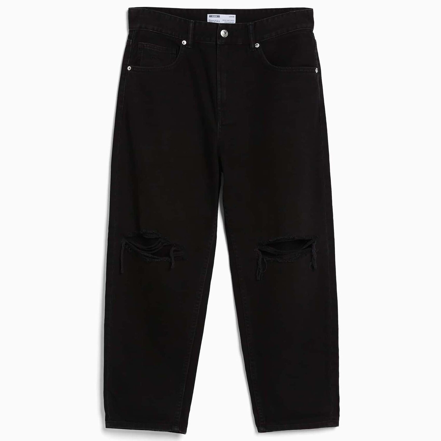 

Джинсы Bershka Loose Fit With Rips, черный