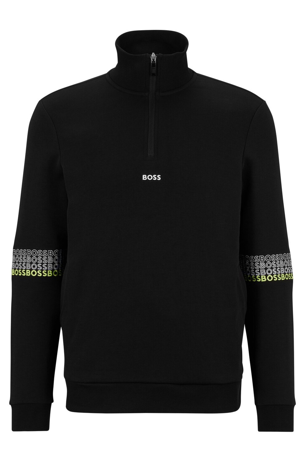 

Свитшот Boss Cotton-blend Zip-neck With Multi-colored Logos, черный