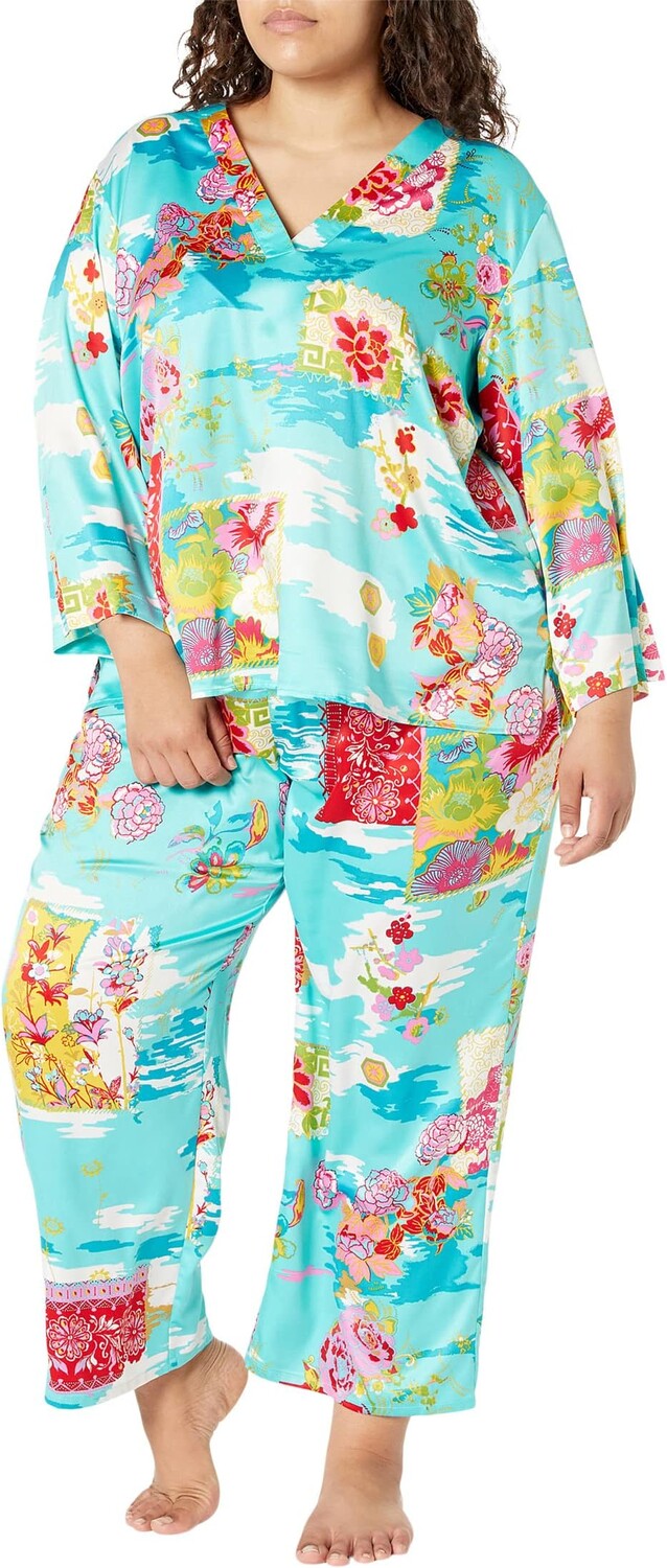 

Пижамный комплект с v-образным вырезом больших размеров Pacifica N by Natori, цвет Pacific Teal Multi