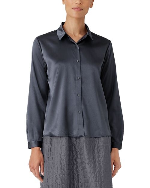

Шелковая рубашка стрейч с длинными рукавами Eileen Fisher, цвет Blue