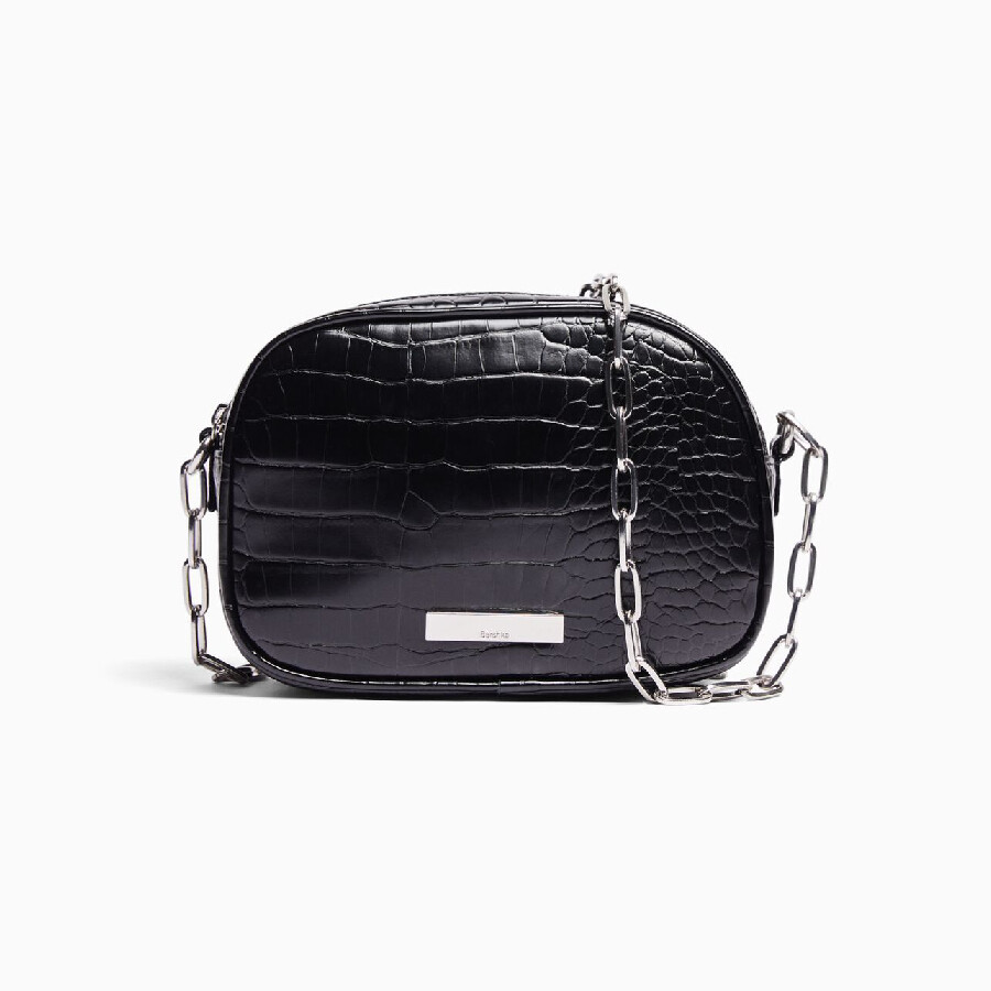 

Сумка Bershka Textured With Strap And Double Zip, черный