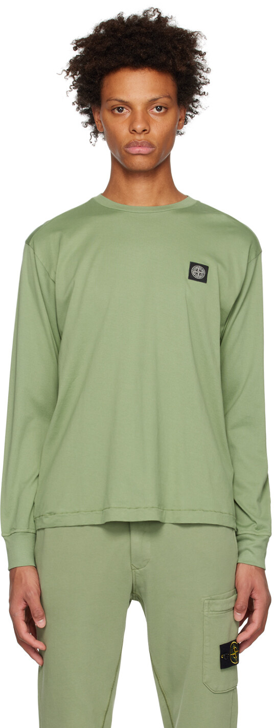 

Зеленая футболка с длинным рукавом с нашивками Stone Island