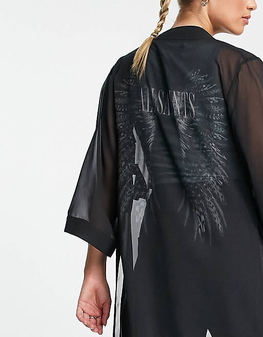 

Эксклюзивное черное кимоно с крыльями на спине AllSaints x ASOS