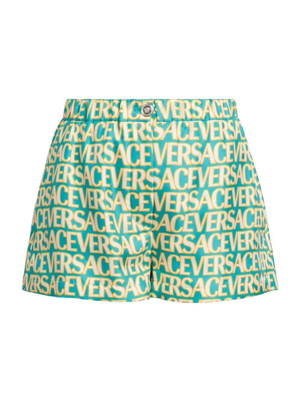 

Шелковые шорты La Vacanza Versace с монограммой Versace, бирюзовый