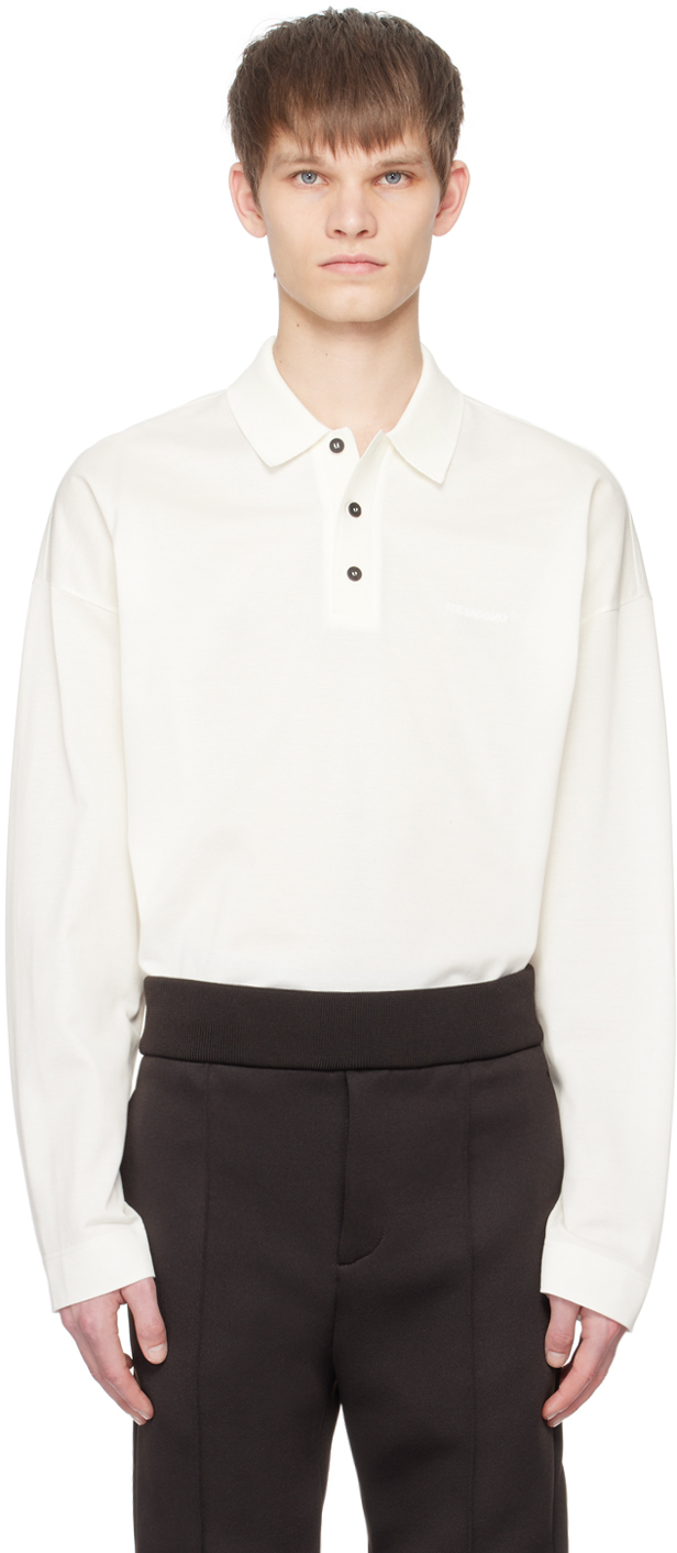 Кремового цвета рубашка-поло с вышивкой Ferragamo