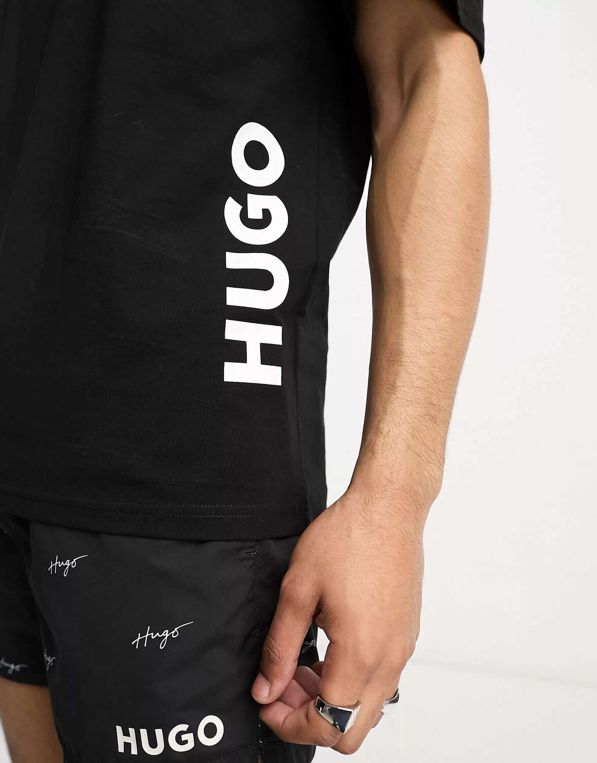

Черная пляжная футболка в стиле casual Hugo HUGO Bodywear, Черный