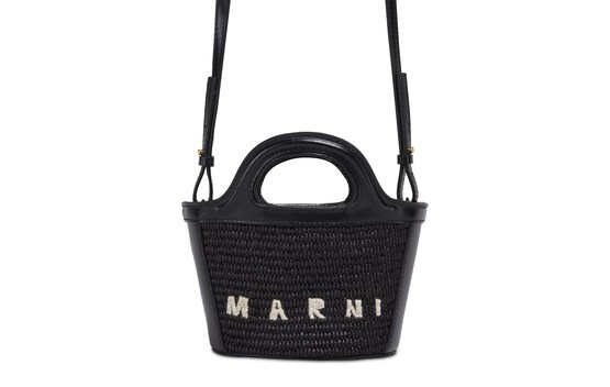 

Микросумка Tropicalia из кожи и рафии Marni, черный