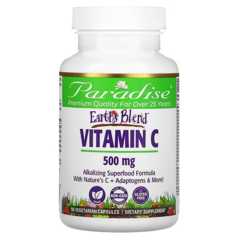 Витамин С Paradise Herbs Earth's Blend 500 мг, 90 капсул биологически активная добавка vitamir кофеинактив 25 мл