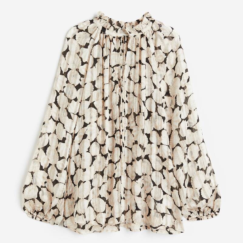 

Блузка H&M Ruffle Crepe, светло-бежевый | морские ракушки