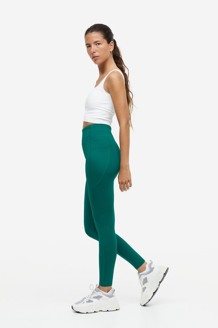 

Спортивные леггинсы DryMove с карманами H&M, темно-зеленый