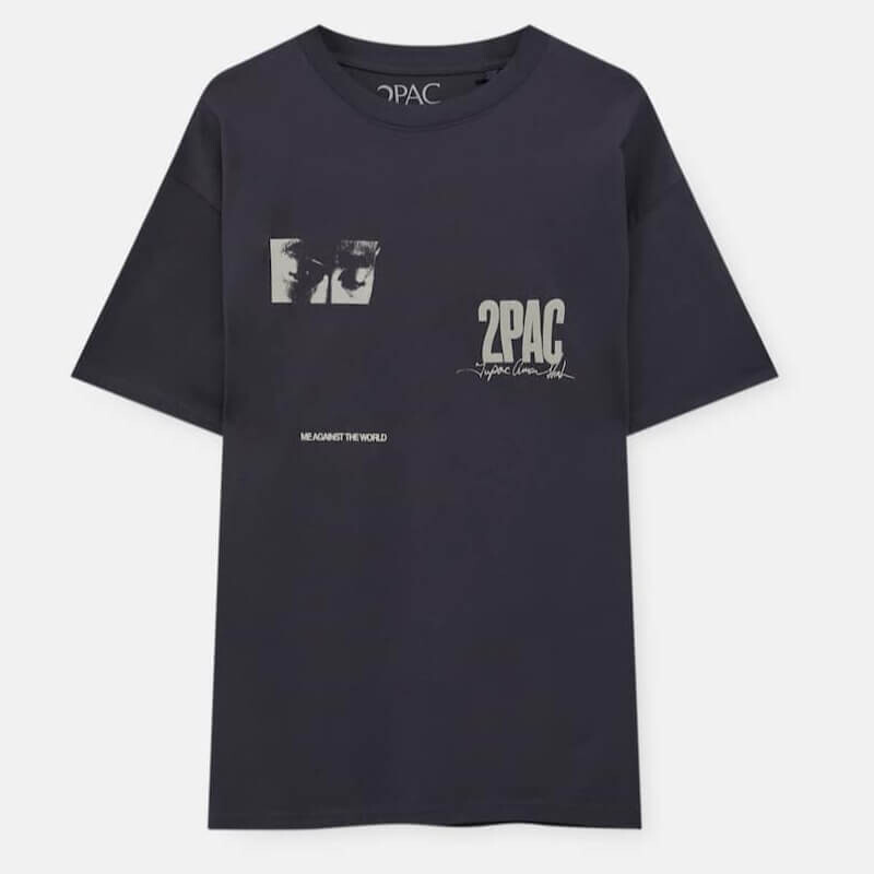 

Футболка оверсайз Pull&Bear Tupac Me Against The World, серый