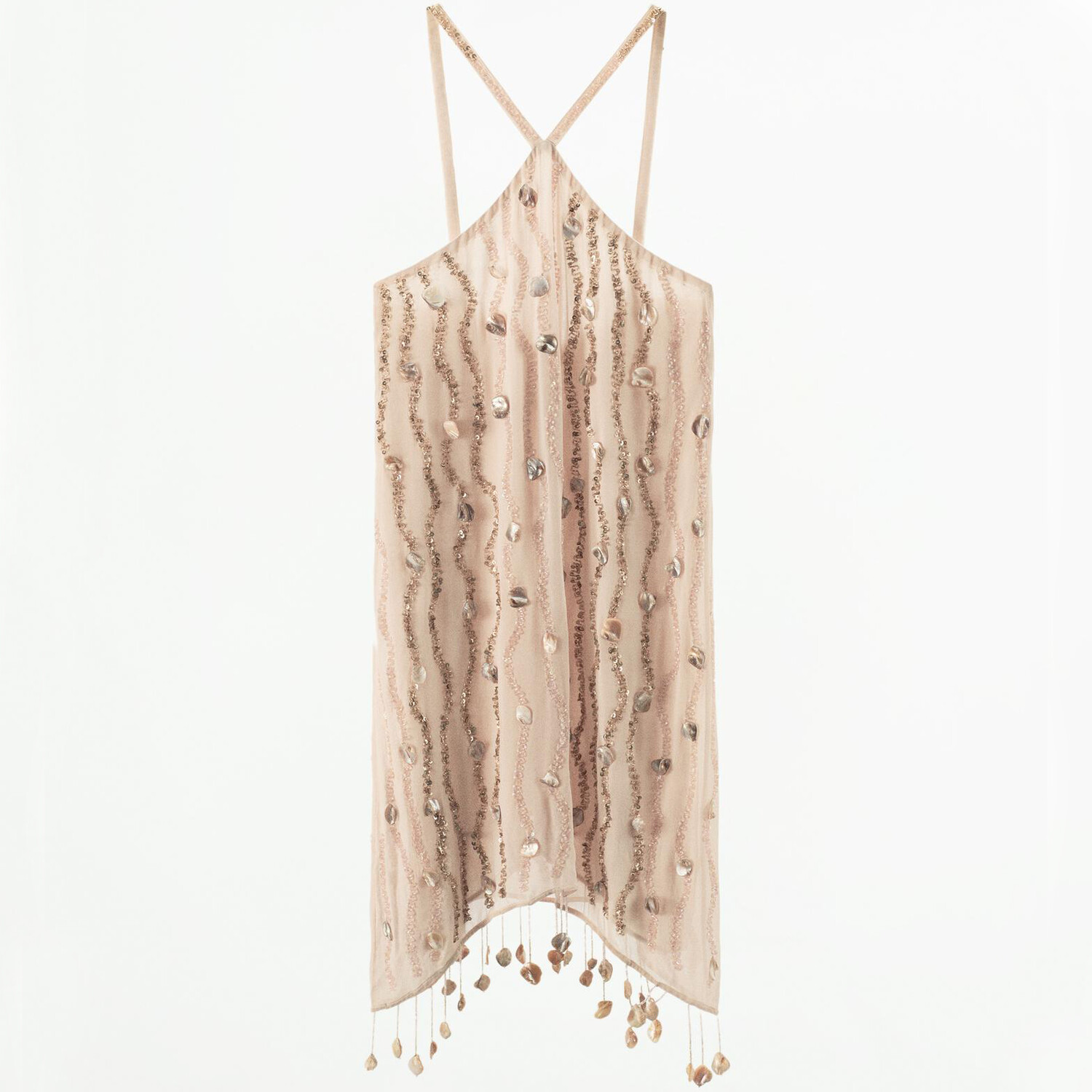 

Платье Zara Beaded Mini, бледно-розовый