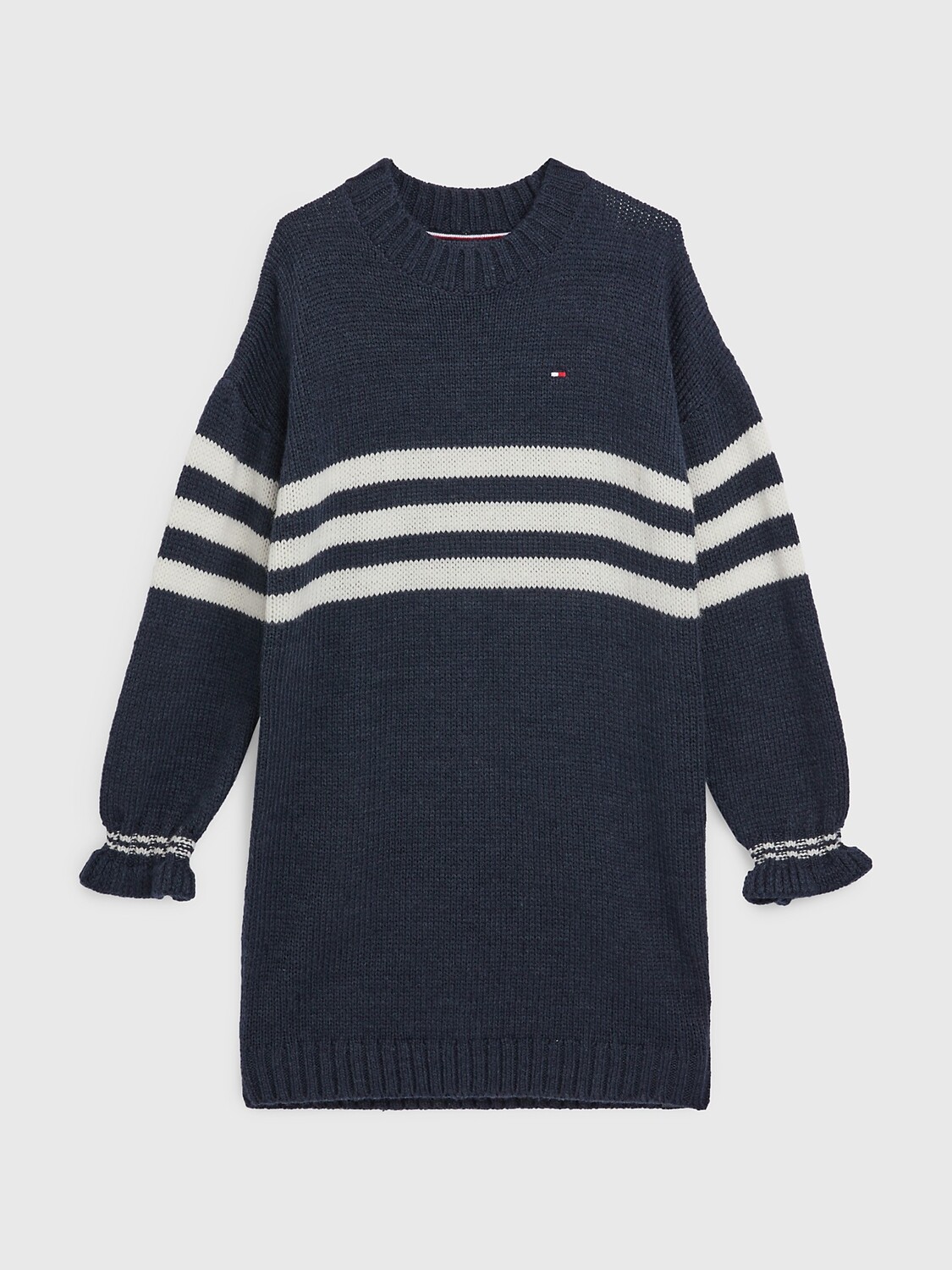 

Детское платье из свитера в полоску Tommy Hilfiger, небо пустыни / полоса лепестков цвета слоновой кости