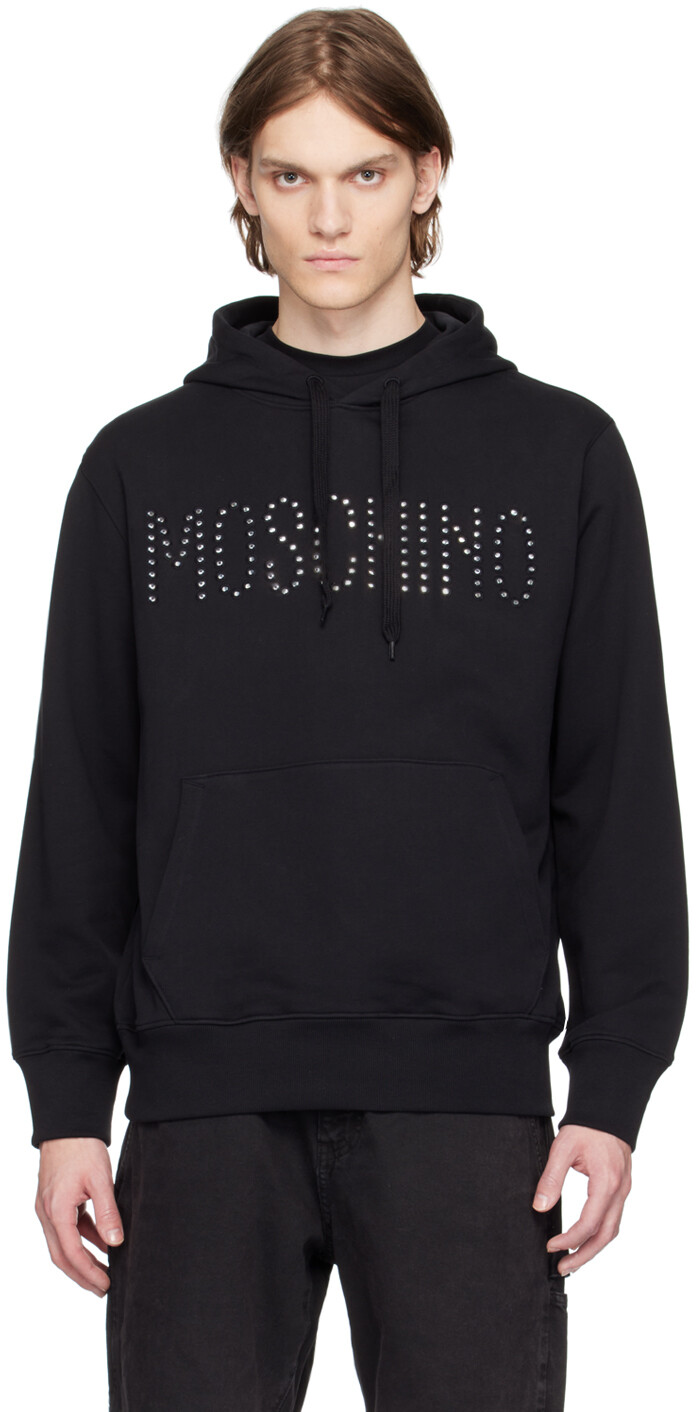

Черный худи с вышивкой Moschino