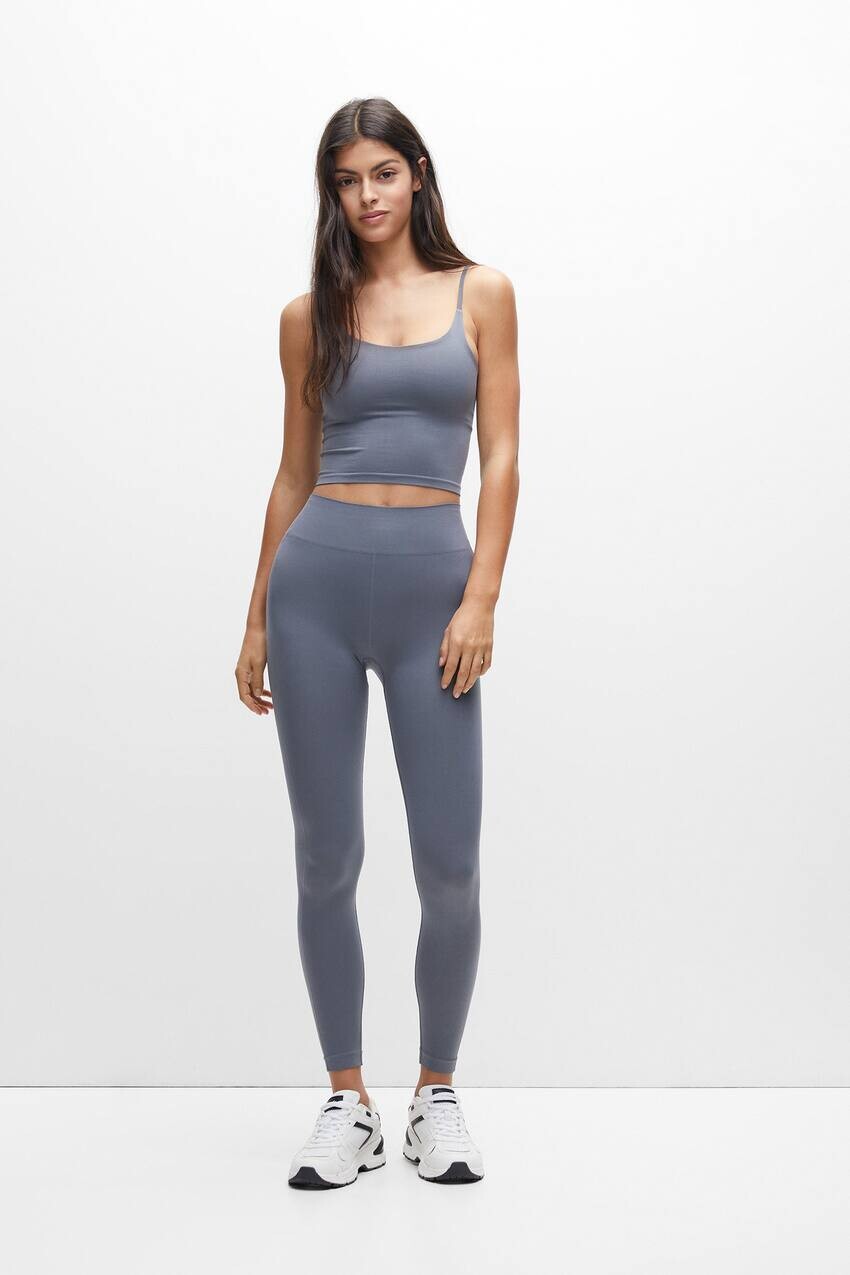 

Бесшовные леггинсы Pull&Bear, сине-серый