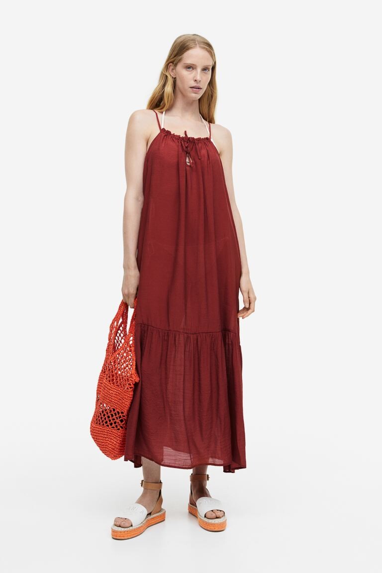 

Пляжное поплиновое платье без рукавов H&M, темно-красный