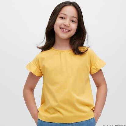 

Футболка для девочки Uniqlo Airism Cotton Frill Sleeved, желтый