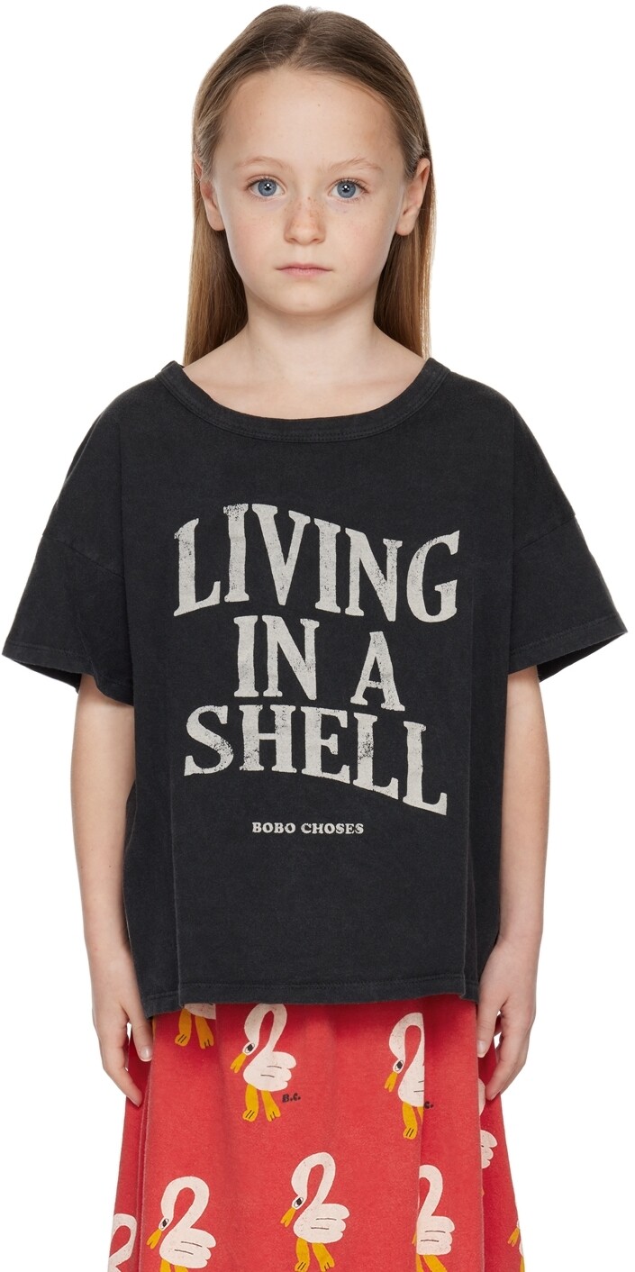 

Детская серая футболка \Living In A Shell\"" Bobo Choses