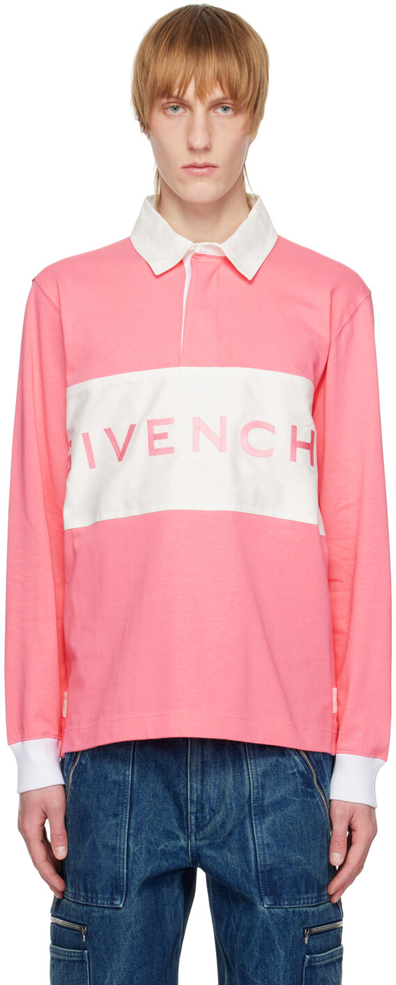 

Розовая футболка-поло с вышивкой Givenchy, Розовый