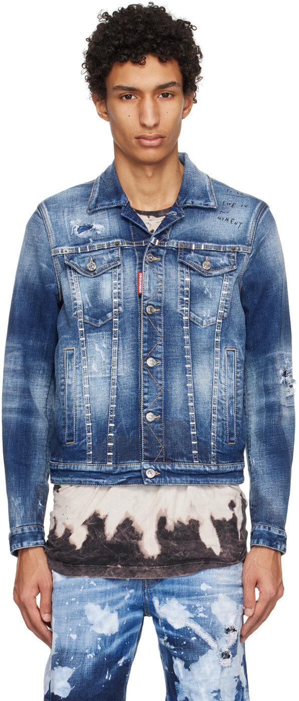 

Синяя джинсовая куртка со скобами Dsquared2
