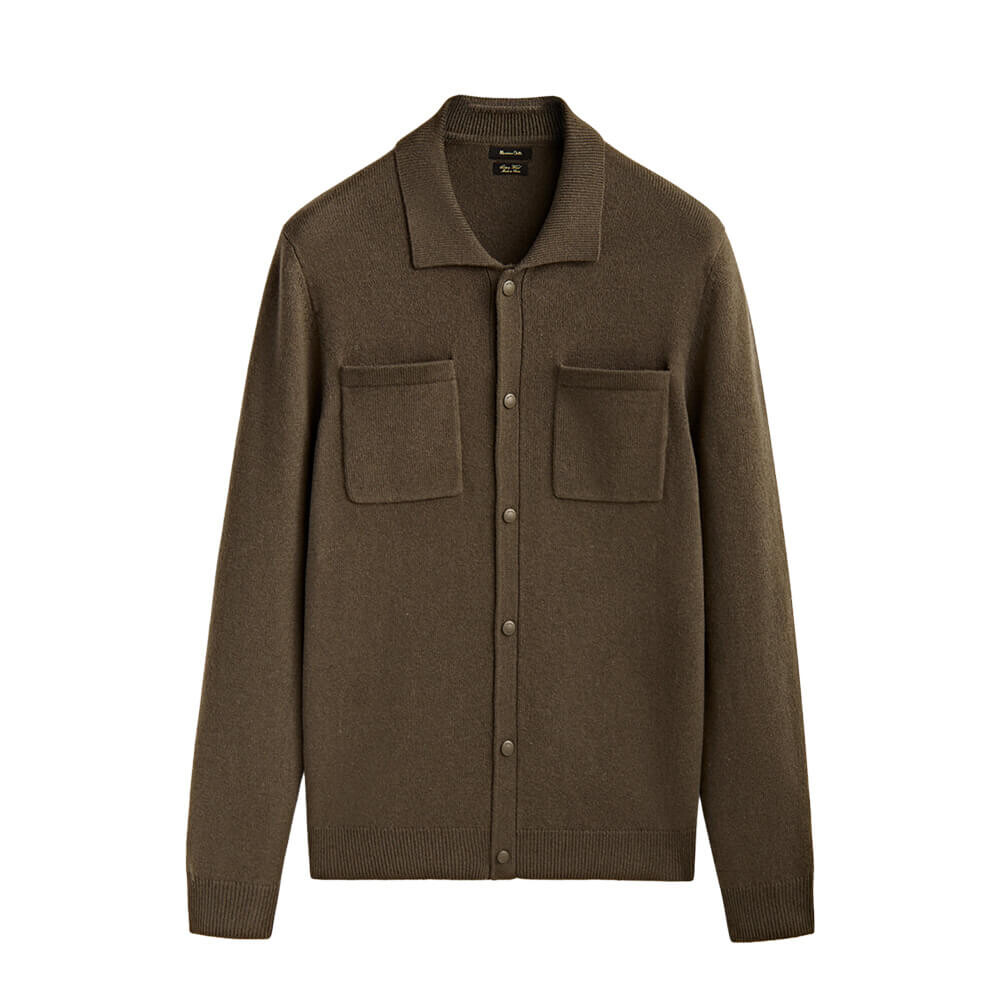 

Кардиган Massimo Dutti Party Knit Buttons And Pockets, хаки