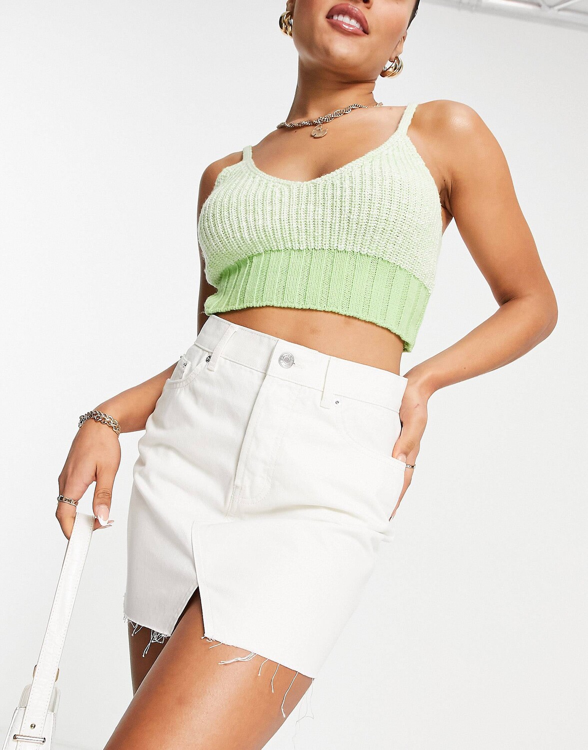 

Белая джинсовая мини-юбка ASOS DESIGN