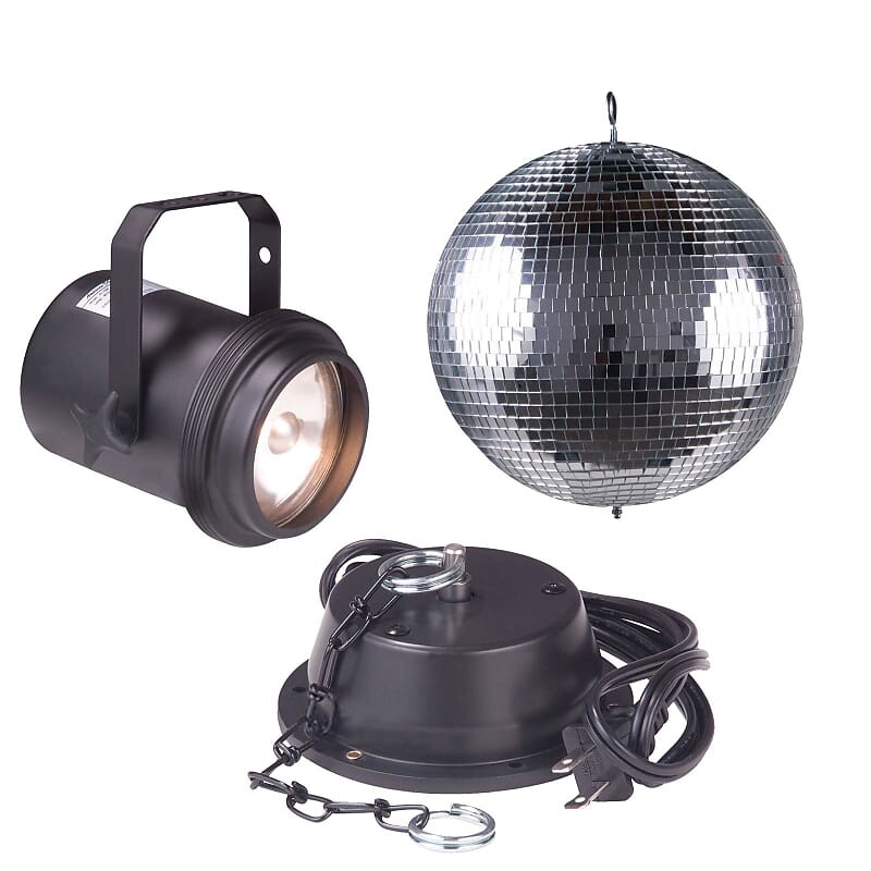 

Диско-шар American DJ M-600L 16 дюймов со стеклянным зеркалом + мотор + набор точечных точек American DJ M-600L 16" In Glass Mirror Disco Ball + Motor + Pinspot Pack