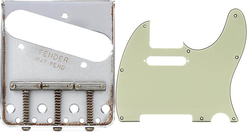

Fender Road Worn Tele Bridge Assembly Bundle с накладкой Fender Modern Telecaster с 8 отверстиями — 3-слойная, как новая 0992154000=1 0997210000=1