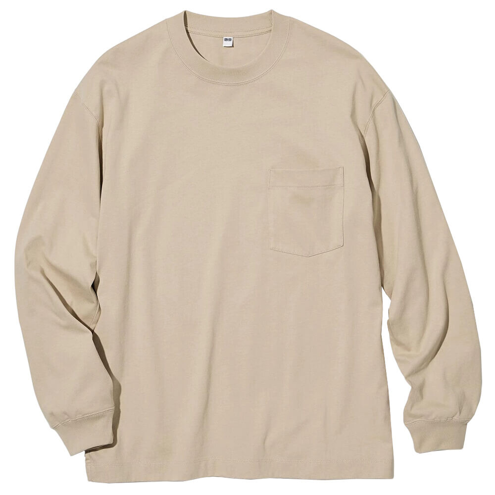 

Лонгслив Uniqlo Washed Cotton Crew Neck, натуральный