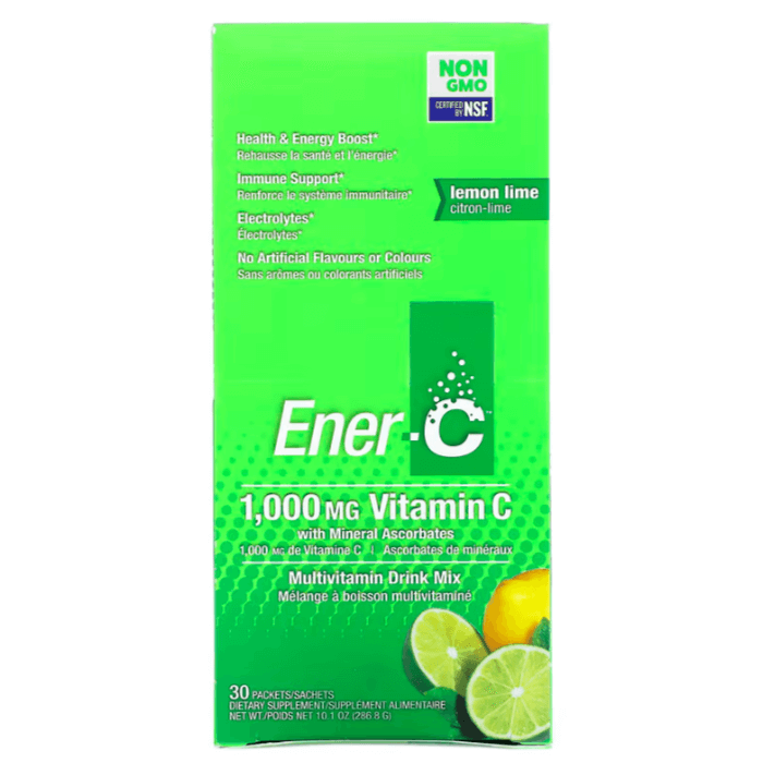 Витамин C со вкусом лимона и лайма Ener-C 1000 мг, 30 пакетиков mrm шипучий витамин c со вкусом лимона и киви 1000 мг 30 пакетиков 6 г 0 21 унции каждый