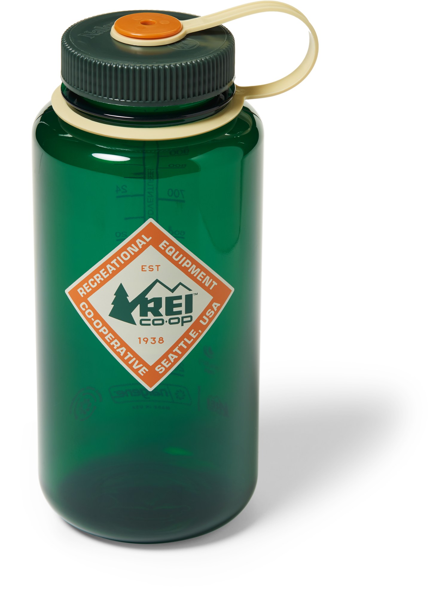 Бутылка для воды Nalgene Sustain Graphic с широким горлышком - 32 эт. унция REI Co-op, зеленый