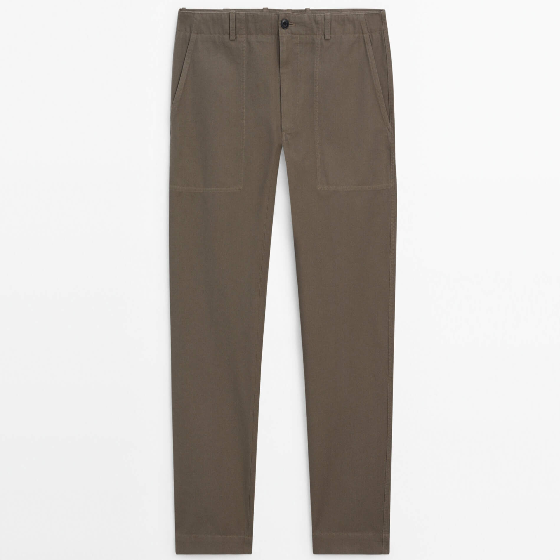 Брюки Massimo Dutti Relaxed Fit Canvas, хаки фото