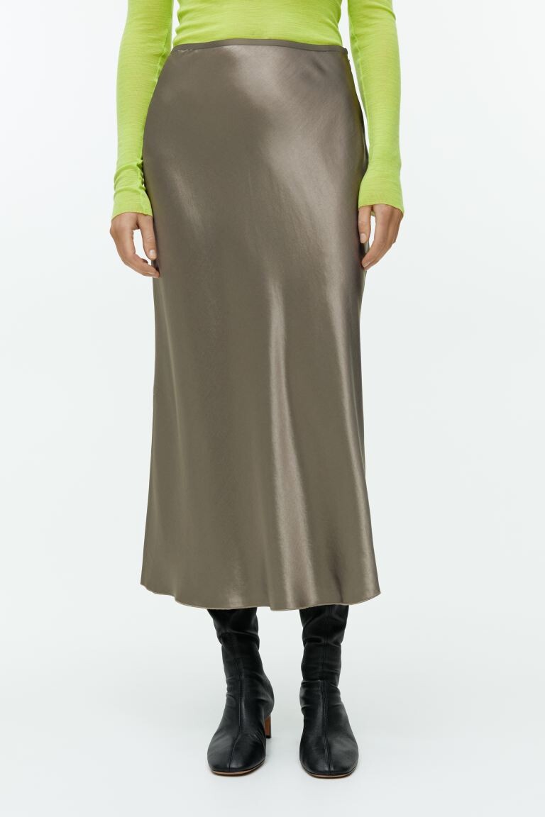 

Атласная юбка косого кроя H&M, серый