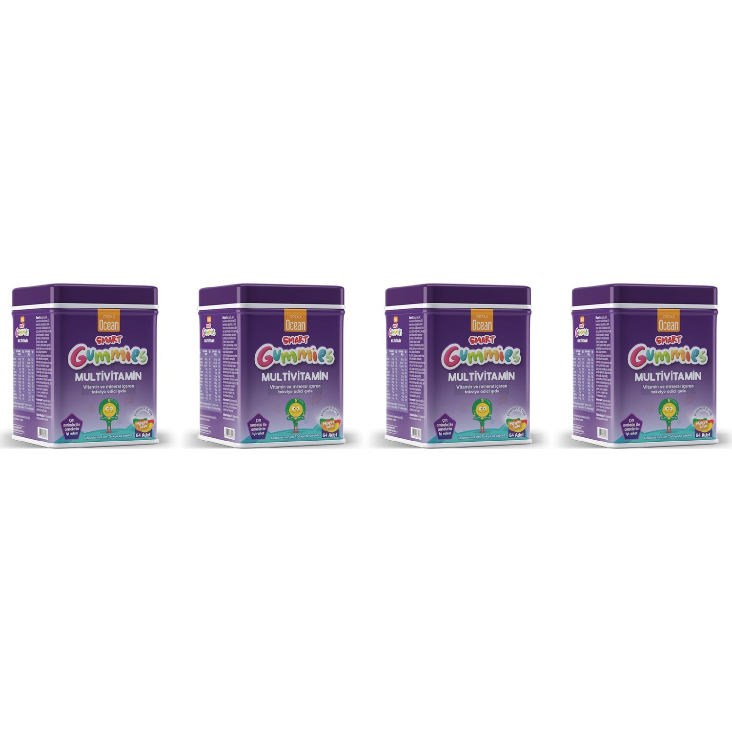 

Мультивитамины Orzax Ocean Smart Gummies, 4 упаковки по 64 таблетки