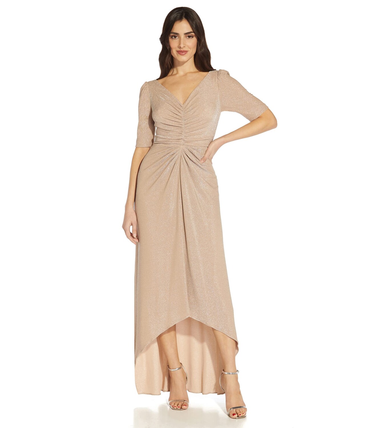 Платье Adrianna Papell, Stretch Metallic Knit Long Mob Gown