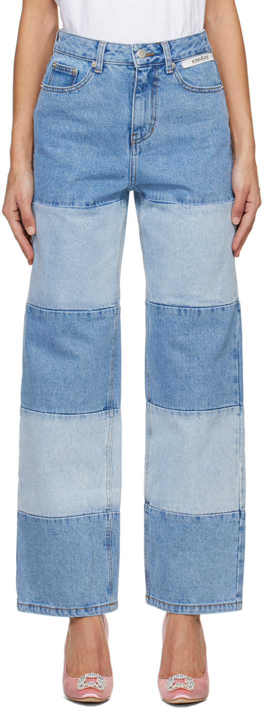 Синие двухцветные джинсы Kimhēkim