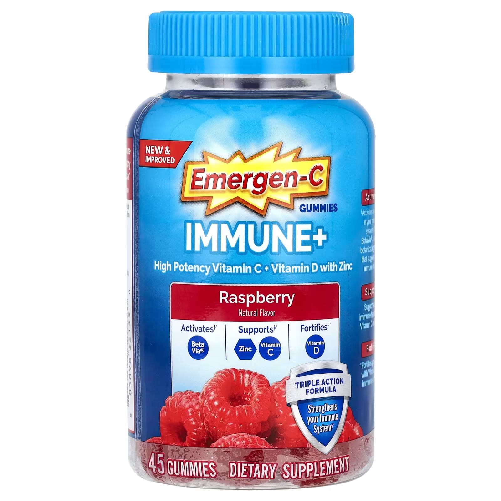 Добавка Emergen-C Immune+ Витамин C + Витамин D с цинком и малиной, 45 жевательных конфет