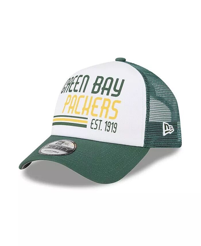 

Мужская белая, зеленая регулируемая кепка Green Bay Packers Stacked A-Frame Trucker 9FORTY New Era, белый