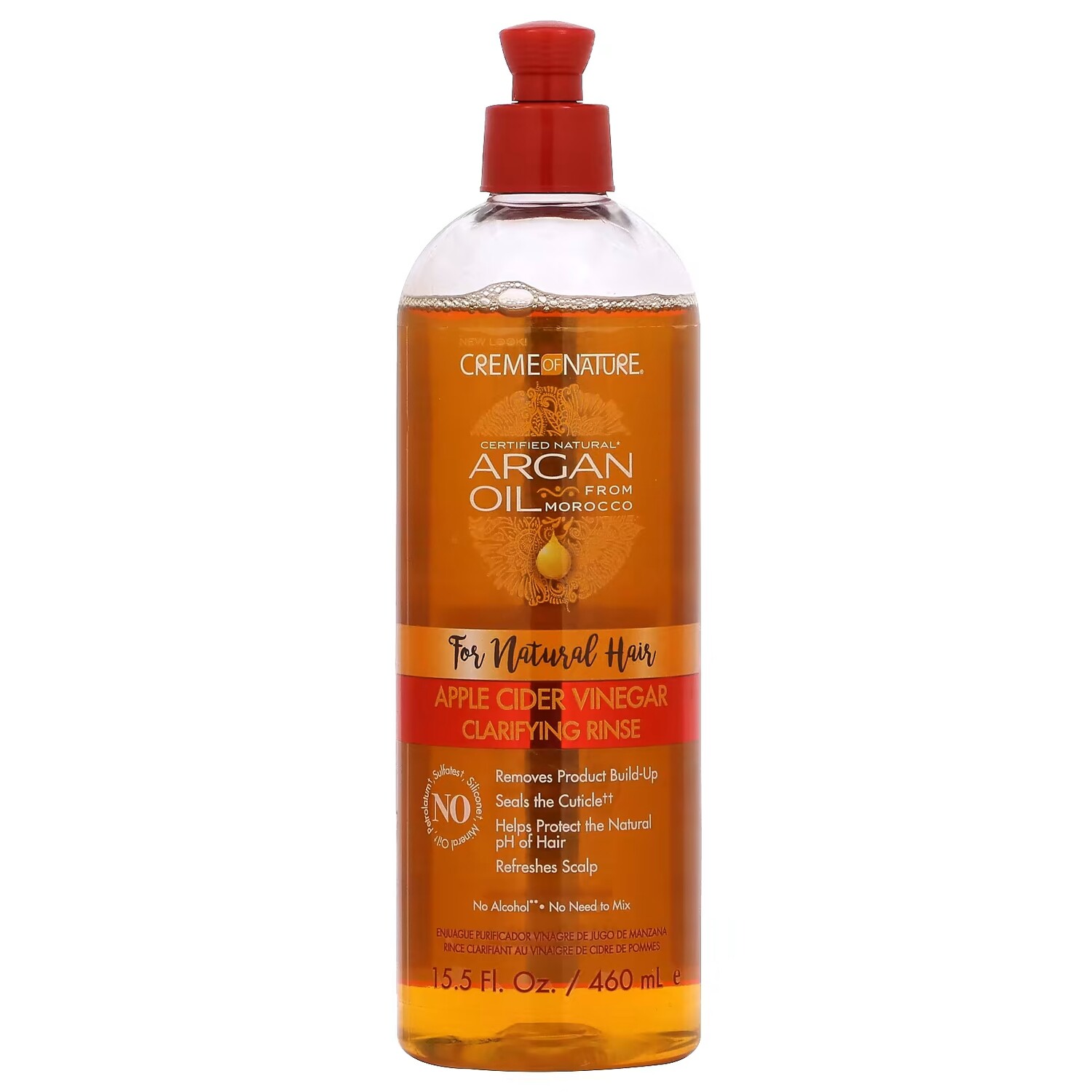 

Сертифицированное Creme Of Nature натуральное аргановое масло из Марокко, осветляющее ополаскиватель с яблочным уксусом, 15,5 жидких унций (460 мл)