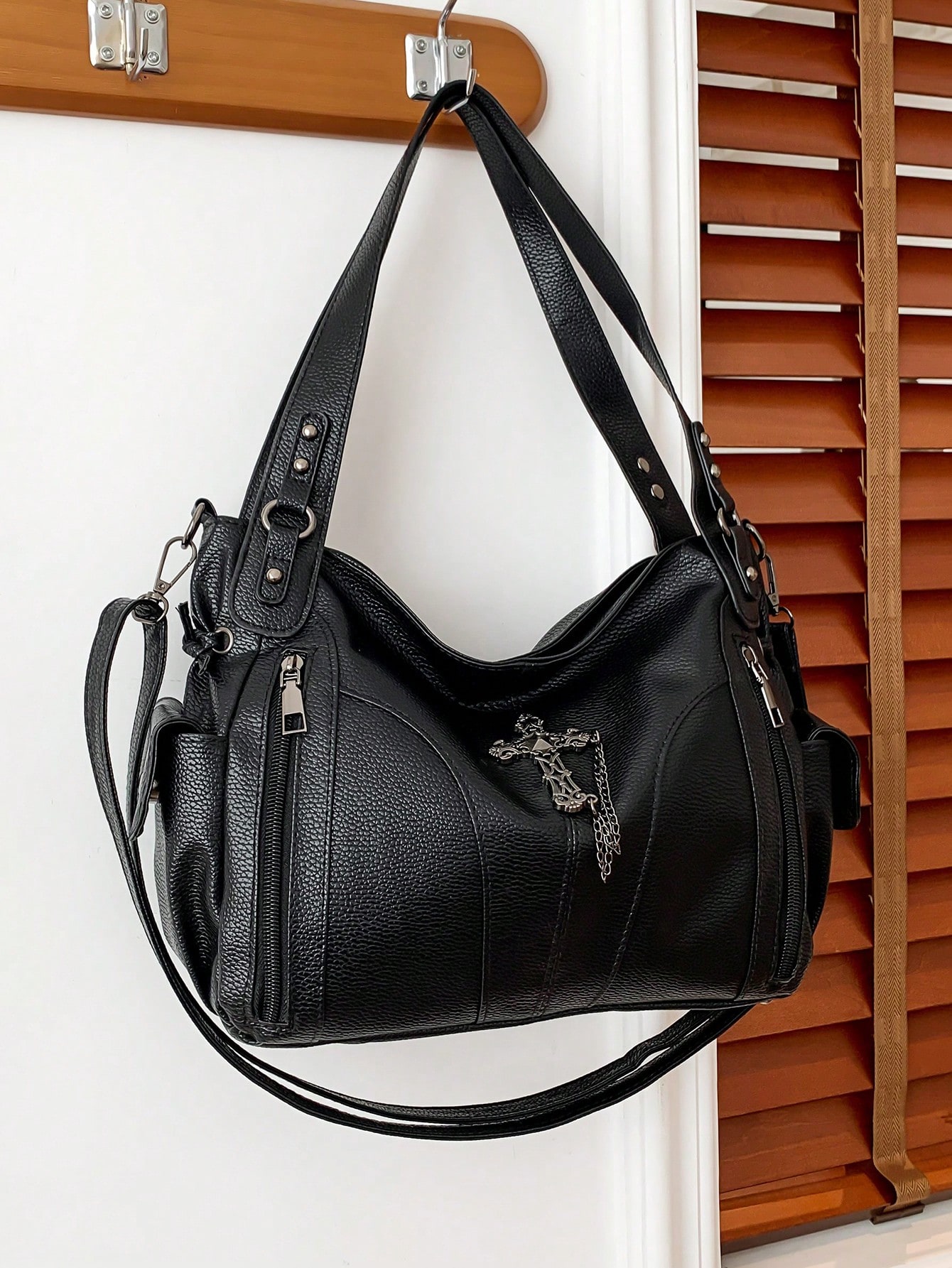 Сумка через плечо большой емкости Xiuya Y2K черная сумка через плечо из искусственной кожи, черный сумка на плечо unistybag дизайнерская дамская сумочка через плечо в стиле ретро чемоданчик из искусственной кожи