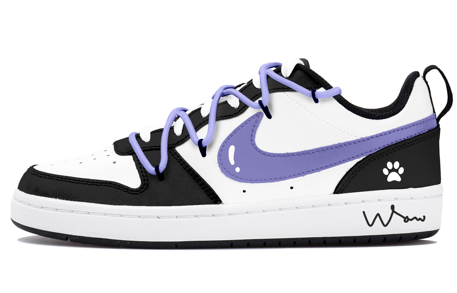 

Кроссовки Nike Court Borough 2 Skateboarding Shoes Women's Low-top Black/white/purple, белый/черный