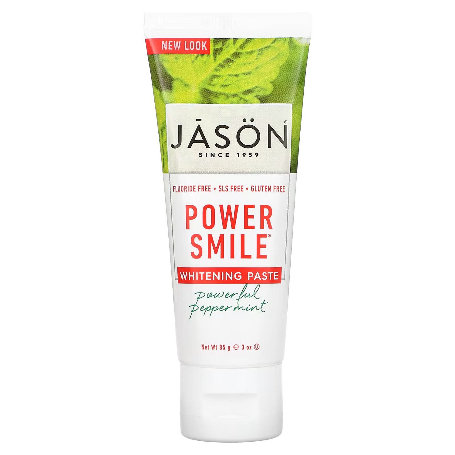 

Jason Natural, Power Smile, отбеливающая паста, мощная перечная мята, 85 г (3 унции)