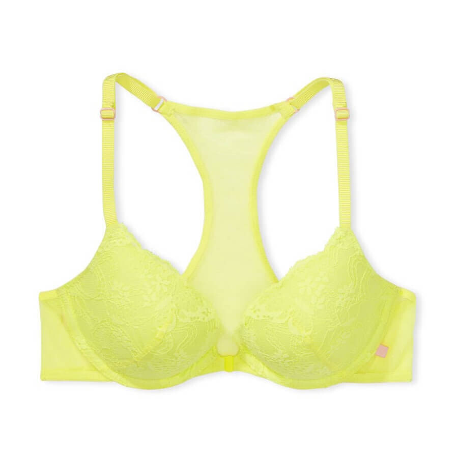 

Бюстгальтер на косточках Victoria's Secret Sexy Tee T-Back Lace Push-Up, желто-зеленый