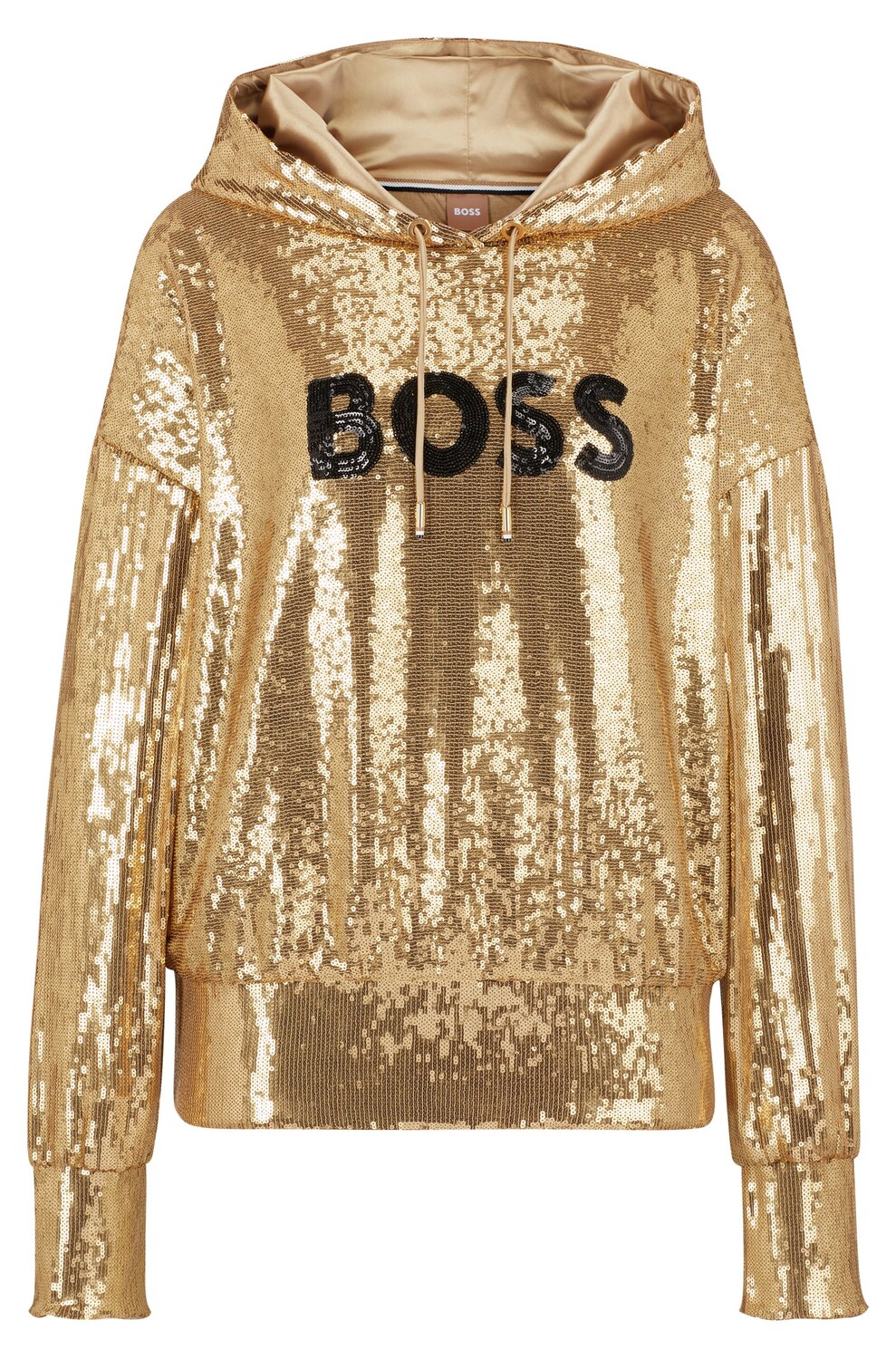 

Худи Hugo Boss Relaxed-fit In Stretch Material With Sequinned Logo, золотой