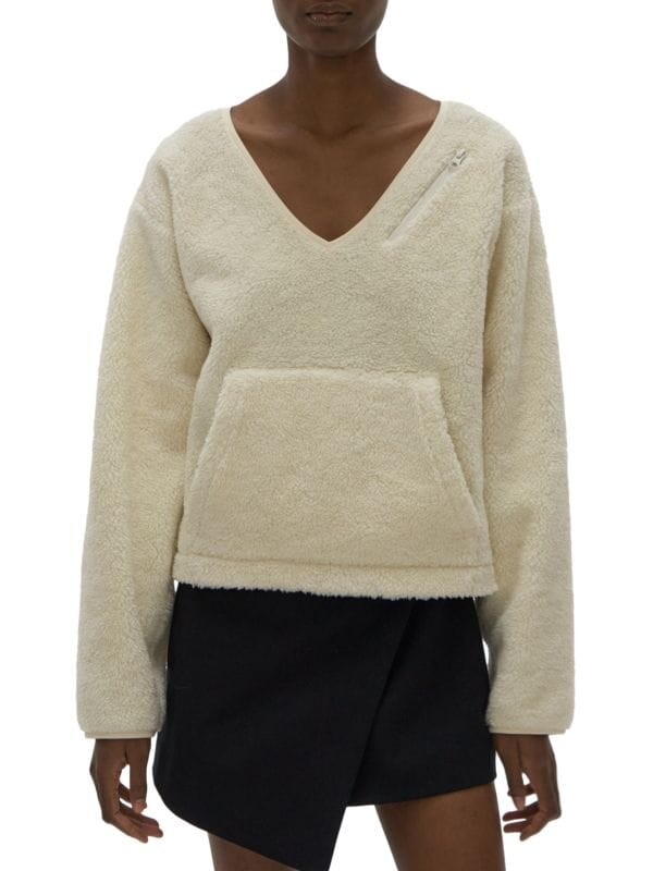 

Мохнатый свитер с v-образным вырезом Helmut Lang Winter white